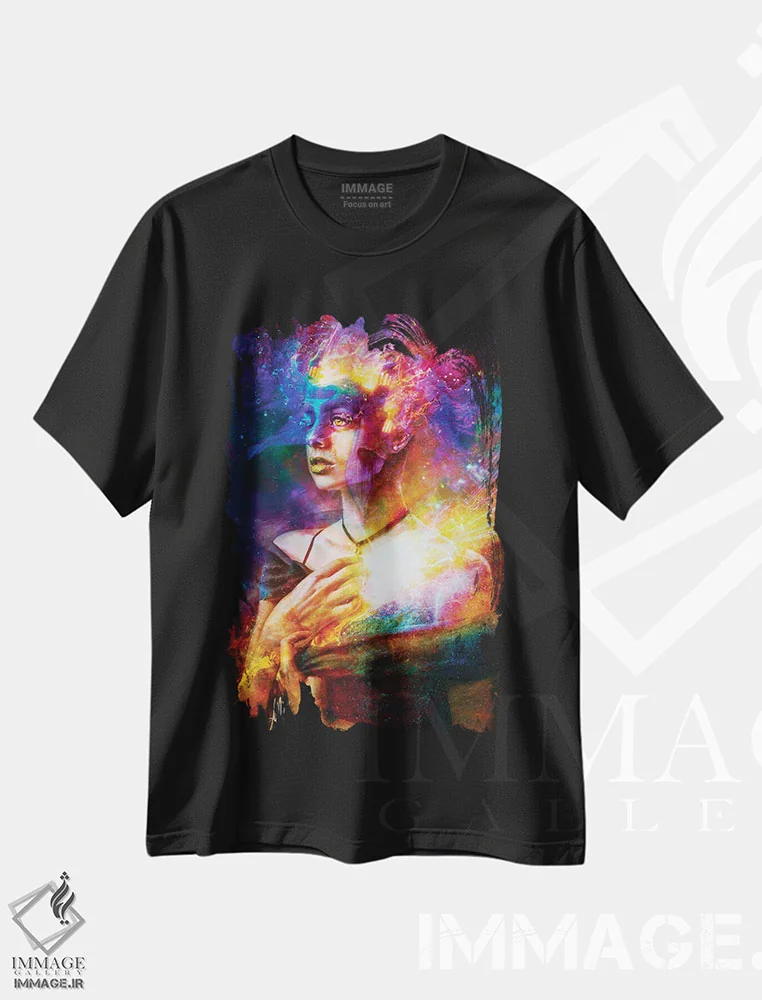 تیشرت مشکی طرح دار – تیشرت سوررئالیستی ,کاتارسیس رنگین کمانی اثر ماریو سانچز نوادو فروشگاه ایماژ
