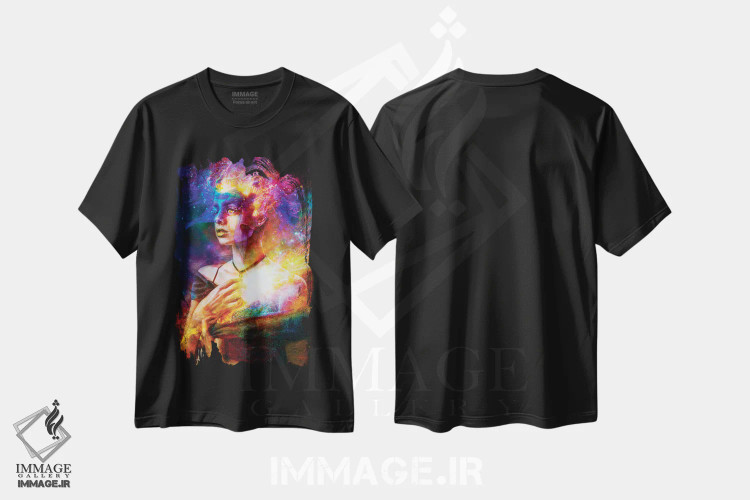 تیشرت مشکی طرح دار – تیشرت سوررئالیستی ,کاتارسیس رنگین کمانی اثر ماریو سانچز نوادو فروشگاه ایماژ