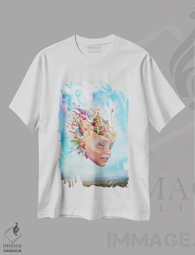 تیشرت سفید طرح دار – تیشرت هنری ,الهام بخش اثر ماریو سانچز نوادو immage.ir