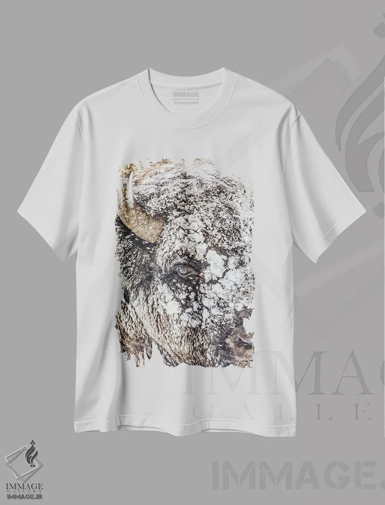 تیشرت سفید طرح دار – تیشرت طبیعت ,طوفان برفی در پارک ملی یلواستون اثر مایکل شرتز immage.ir