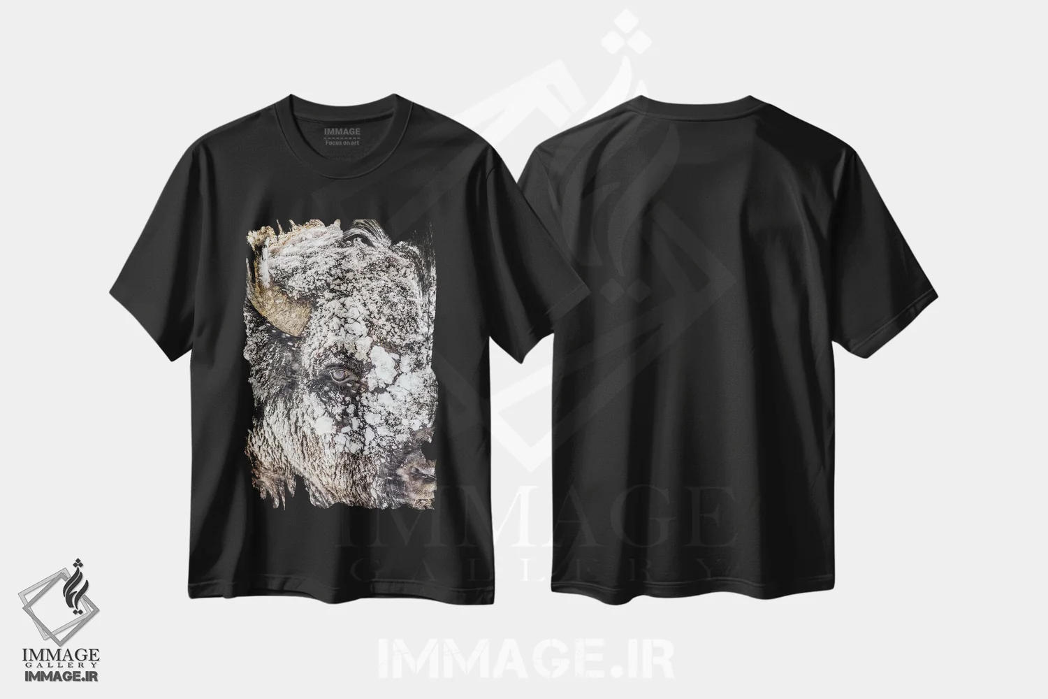 تیشرت مشکی طرح دار – تیشرت طبیعت ,طوفان برفی در پارک ملی یلواستون اثر مایکل شرتز فروشگاه ایماژ