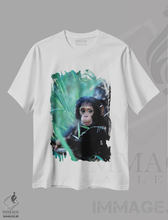 تیشرت سفید طرح دار – تیشرت طبیعت ,Africa, Tanzania, Gombe Np,,شامپانزه های بازیگوش، آفریقا، تانزانیا، پارک ملی گومبه اثر کریستین موشر immage.ir