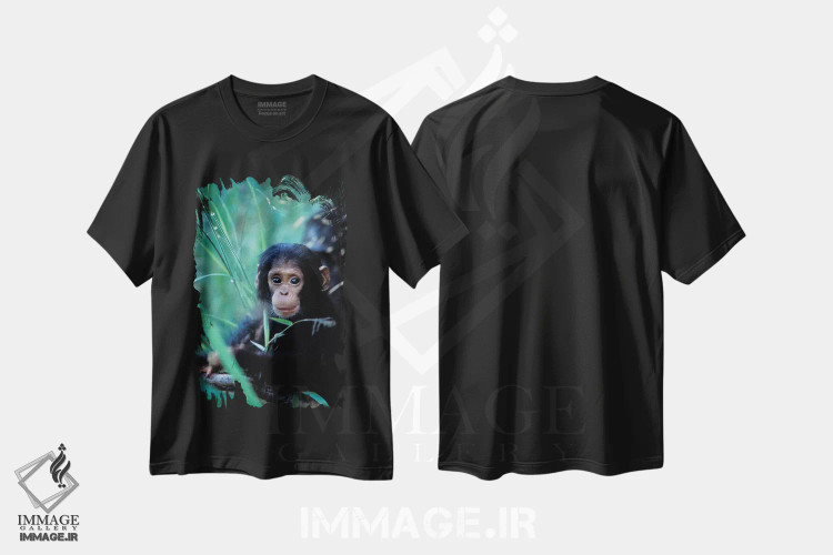 تیشرت مشکی طرح دار – تیشرت طبیعت ,Africa, Tanzania, Gombe Np,,شامپانزه های بازیگوش، آفریقا، تانزانیا، پارک ملی گومبه اثر کریستین موشر فروشگاه ایماژ