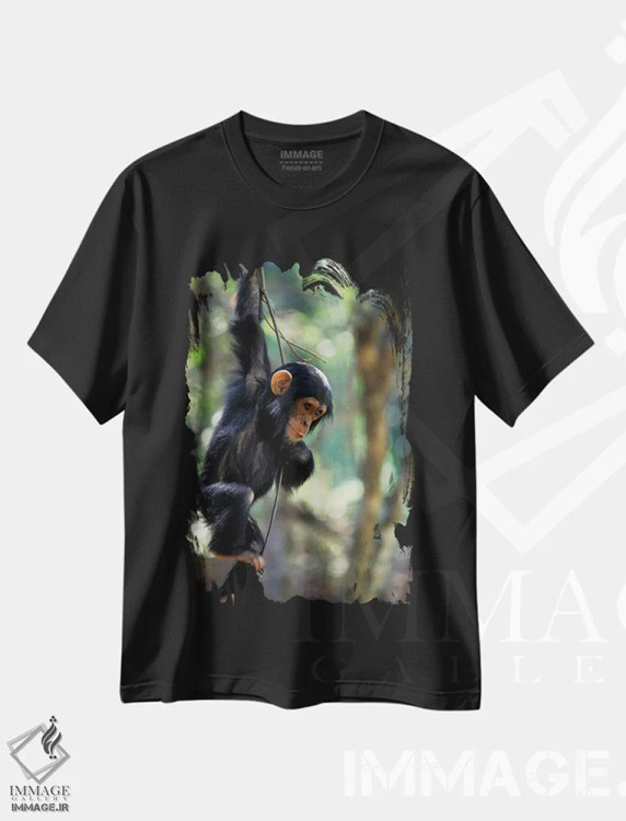 تیشرت مشکی طرح دار – تیشرت طبیعی ,Gombe National Park, Tanzania,شامپانزه نر جوان، پارک ملی گومبه، تانزانیا اثر کریستین موشر immage.ir