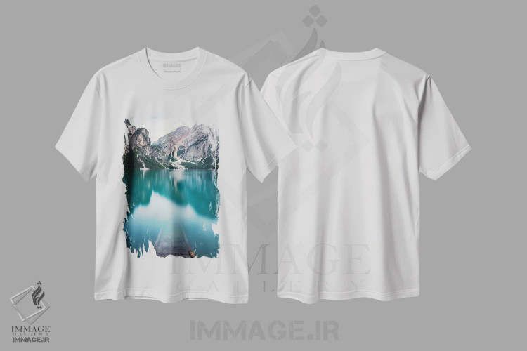 تیشرت سفید طرح دار – تیشرت طبیعت ,دریاچه برایس اثر مایکل شوآن فروشگاه ایماژ