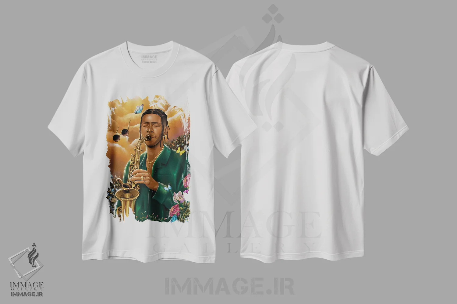 تیشرت سفید طرح دار – تیشرت موسیقی ,ماسیگو اثر لئون امسیپا immage.ir