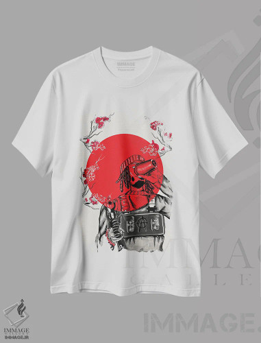 تیشرت سفید طرح دار – تیشرت موسیقی ,انبو هی از رنگ قرمز اثر لئون امسیپا فروشگاه ایماژ
