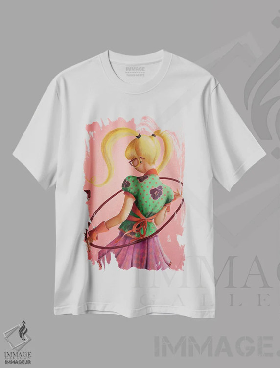تیشرت سفید طرح دار – تیشرت هنری زنانه ,حلقه اثر میستگری فروشگاه ایماژ