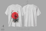 تیشرت سفید طرح دار – تیشرت موسیقی ,انبو هی از رنگ قرمز اثر لئون امسیپا فروشگاه ایماژ