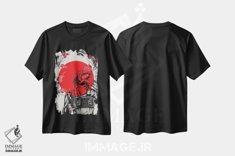 تیشرت مشکی طرح دار – تیشرت موسیقی ,انبو هی از رنگ قرمز اثر لئون امسیپا immage.ir