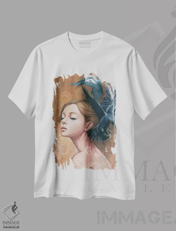 تیشرت سفید طرح دار – تیشرت سورئالیستی ,کلاغ ها اثر میستگری فروشگاه ایماژ