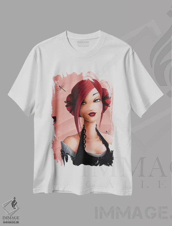 تیشرت سفید طرح دار – تیشرت طبیعت ,سنجاقک اثر میستگری immage.ir