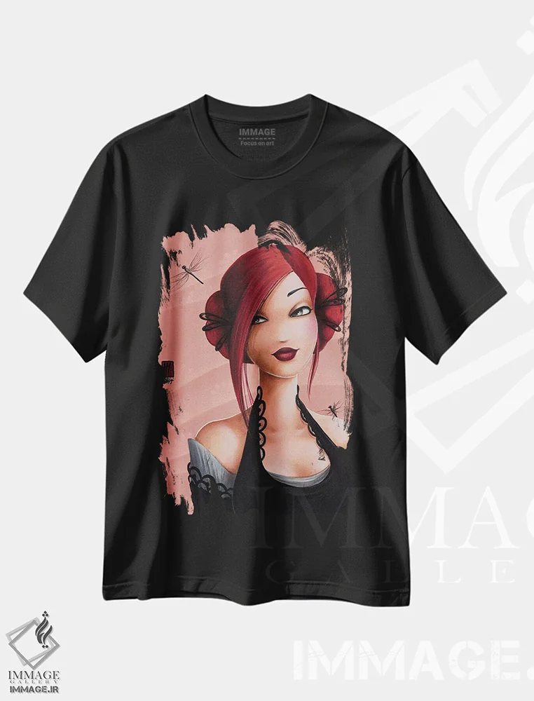 تیشرت مشکی طرح دار – تیشرت طبیعت ,سنجاقک اثر میستگری فروشگاه ایماژ