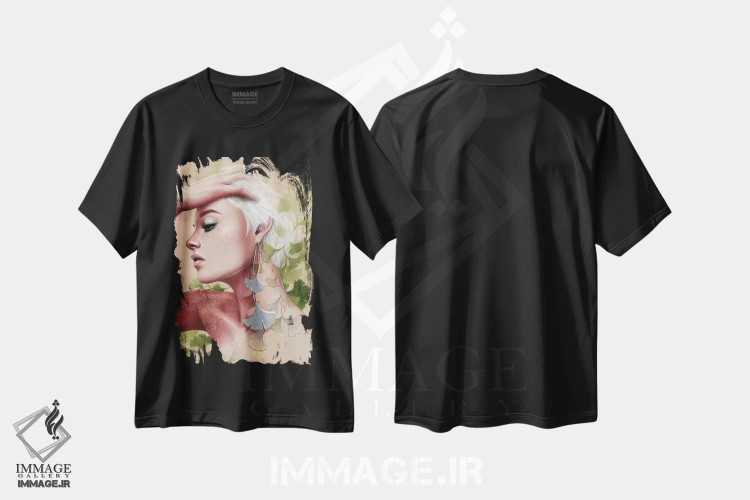 تیشرت مشکی طرح دار – تیشرت طبیعت ,درخت جینکو اثر میستگری immage.ir