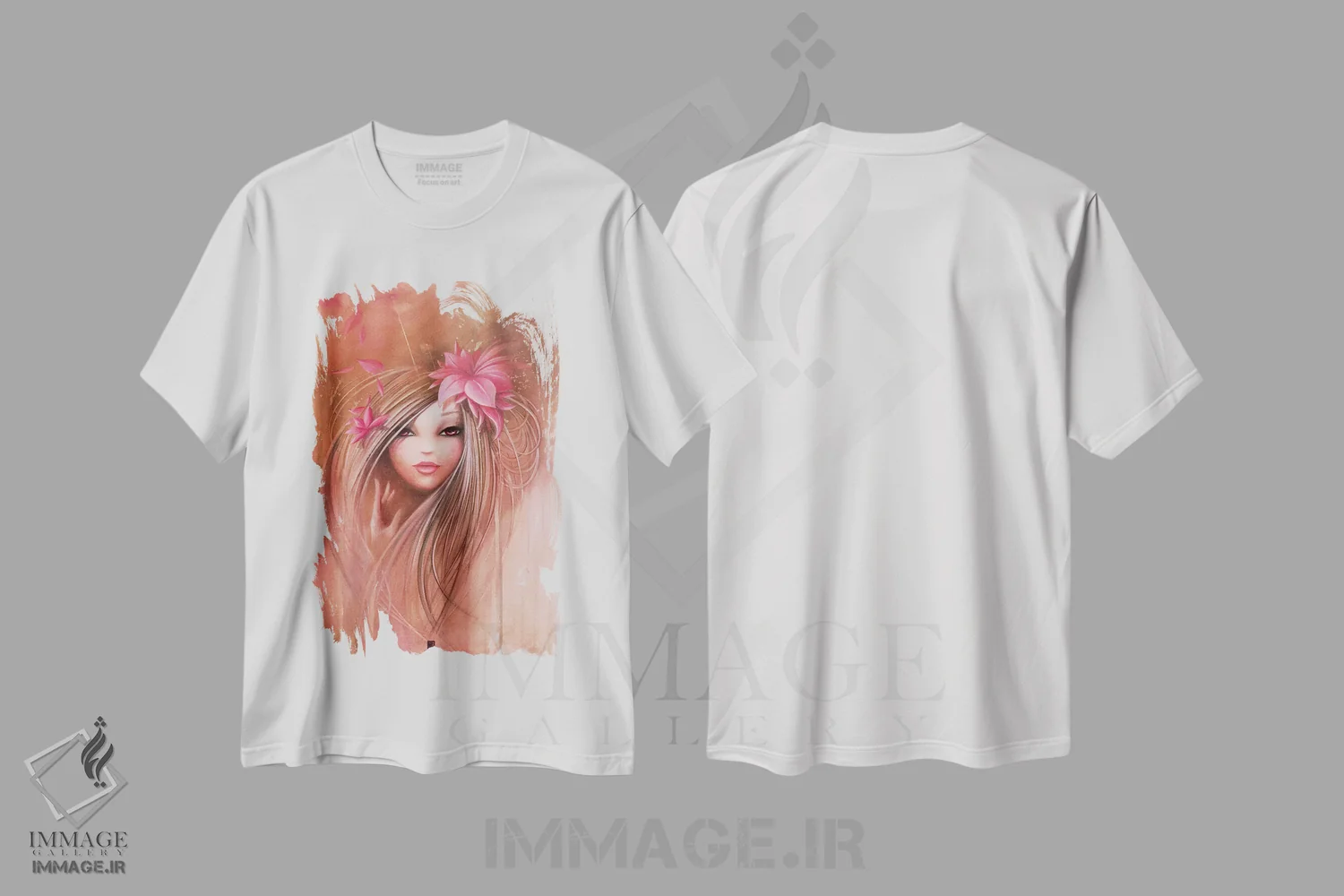 تیشرت سفید طرح دار – تیشرت زنانه ,دختر صورتی شیرین اثر میستگری immage.ir