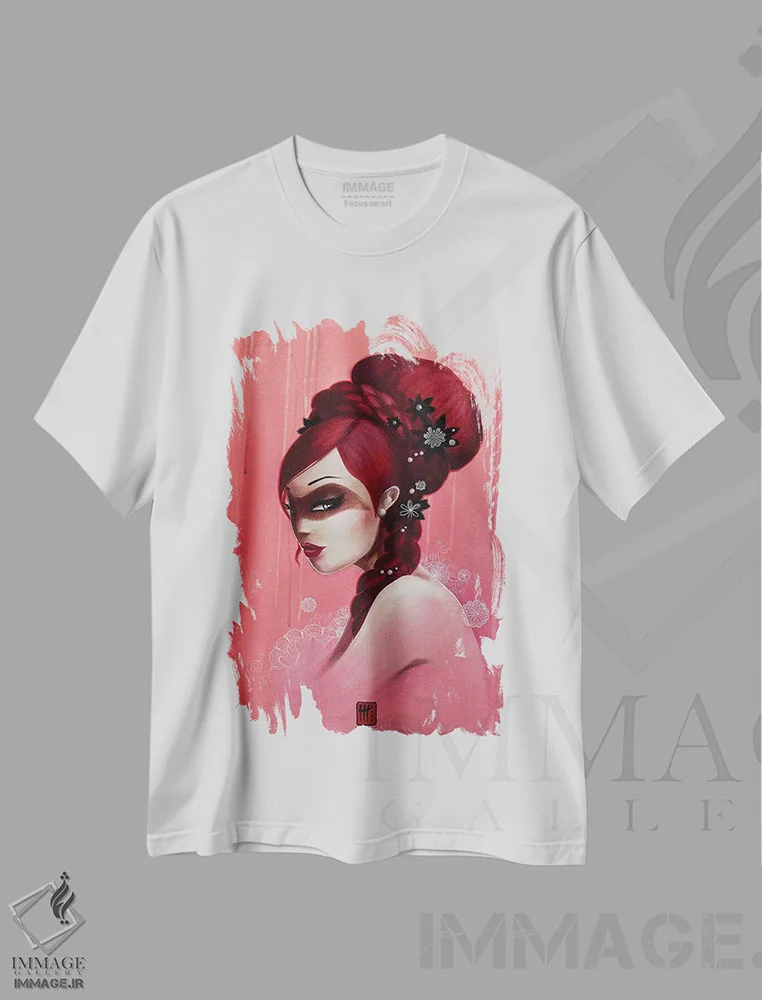 تیشرت سفید طرح دار – تیشرت زنانه مینیمال ,بافت مو اثر میستگری immage.ir