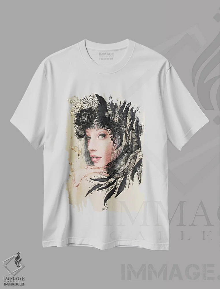 تیشرت سفید طرح دار – تیشرت هنری زنانه ,سالومه اثر میستگری immage.ir