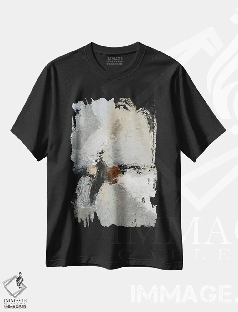 تیشرت مشکی طرح دار – تیشرت انتزاعی ,بی احساسی II اثر مایکل تین هارا فروشگاه ایماژ