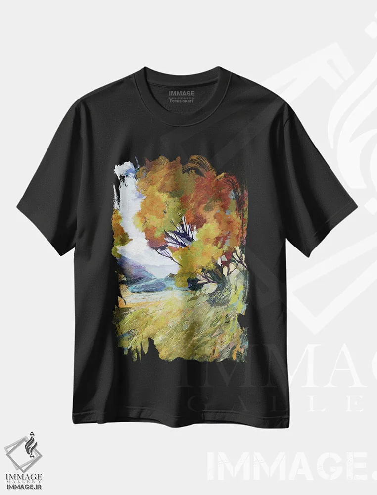 تیشرت مشکی طرح دار – تیشرت طبیعت ,شکوفهٔ پاییزی اثر مایکل تین هارا immage.ir