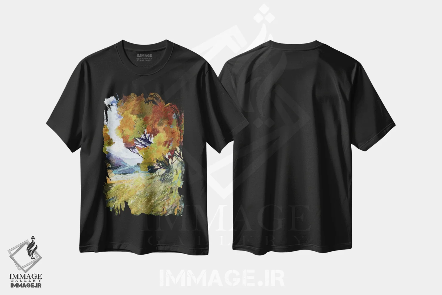 تیشرت مشکی طرح دار – تیشرت طبیعت ,شکوفهٔ پاییزی اثر مایکل تین هارا immage.ir