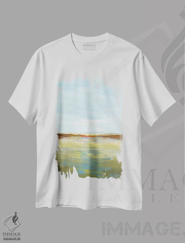 تیشرت سفید طرح دار – تیشرت مینیمال ,چشم انداز بی پایان II اثر مایکل تین هارا فروشگاه ایماژ