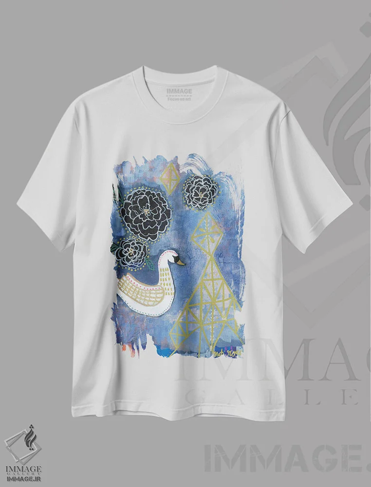 تیشرت سفید طرح دار – تیشرت طبیعت ,قوی ساریا اثر مَتی رز immage.ir