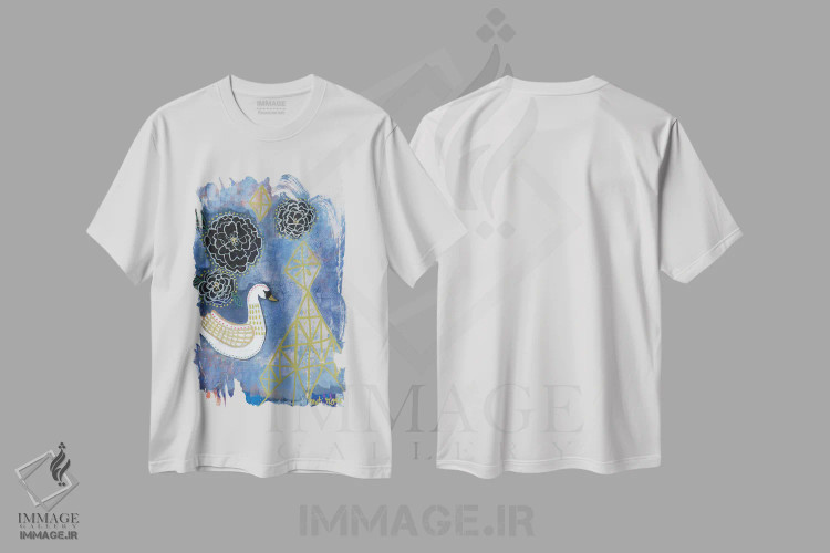 تیشرت سفید طرح دار – تیشرت طبیعت ,قوی ساریا اثر مَتی رز immage.ir
