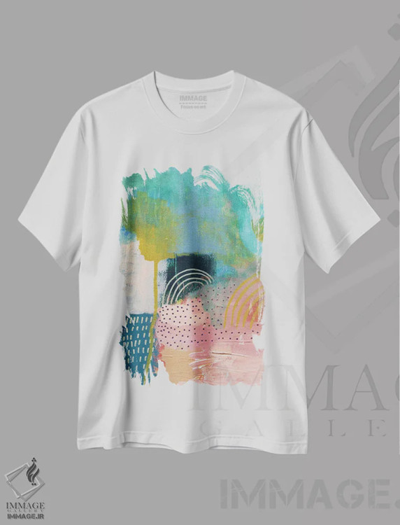 تیشرت سفید طرح دار – تیشرت انتزاعی ,جلبک دریایی اثر مَتی رز فروشگاه ایماژ