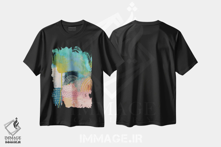 تیشرت مشکی طرح دار – تیشرت انتزاعی ,جلبک دریایی اثر مَتی رز immage.ir
