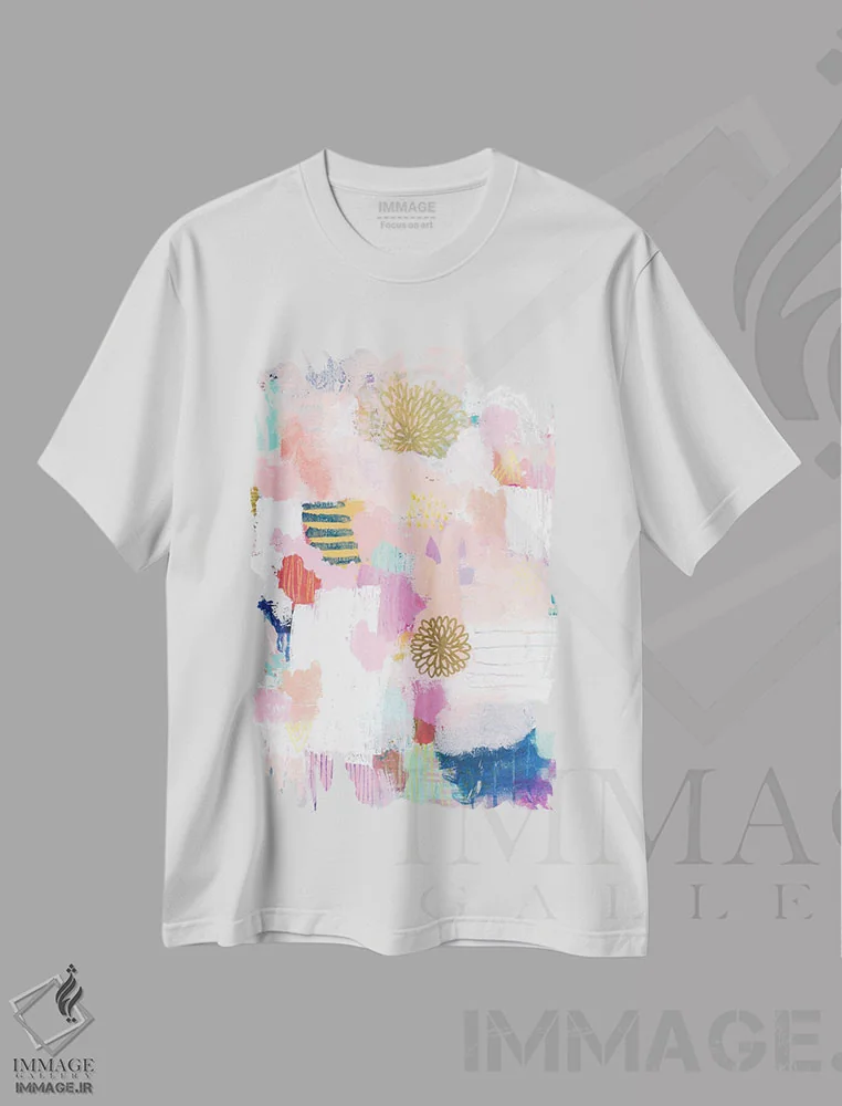 تیشرت سفید طرح دار – تیشرت آبستره مینیمال ,هم راستا شدن اثر مَتی رز فروشگاه ایماژ