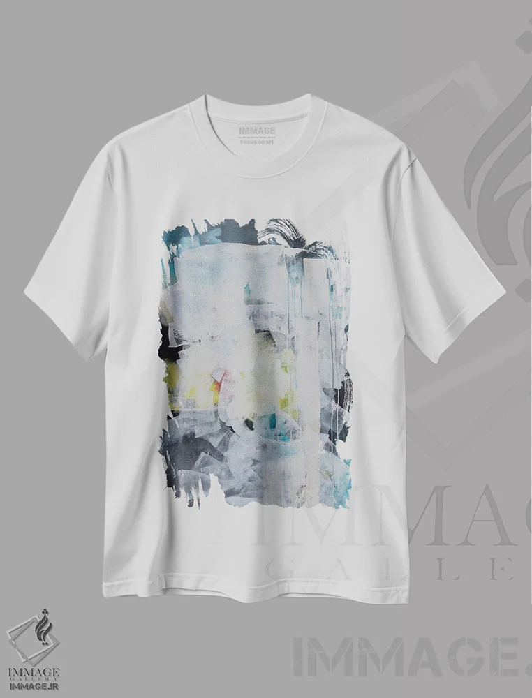 تیشرت سفید طرح دار – تیشرت مینیمال ,مرز آبی اثر میشل تراگاکیس immage.ir