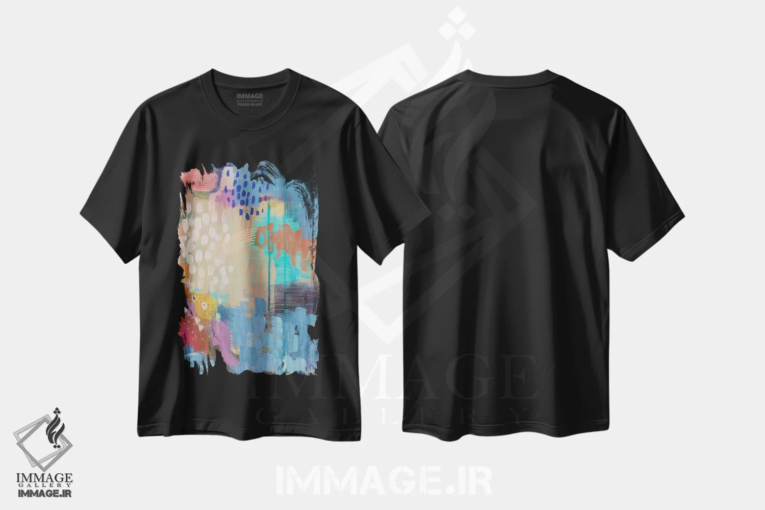 تیشرت مشکی طرح دار – تیشرت انتزاعی ,در حال پدیدار شدن اثر مَتی رز immage.ir