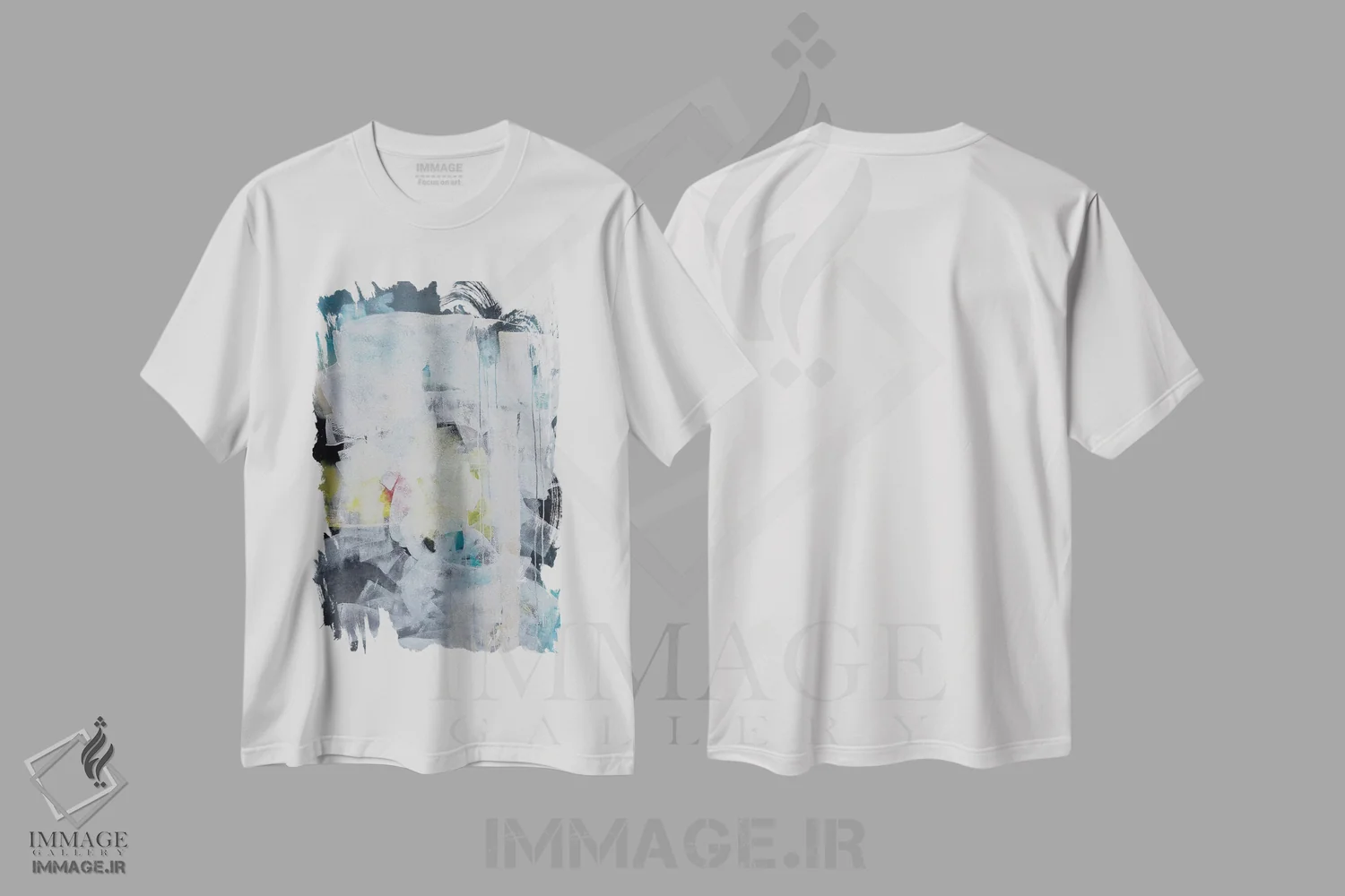 تیشرت سفید طرح دار – تیشرت مینیمال ,مرز آبی اثر میشل تراگاکیس immage.ir