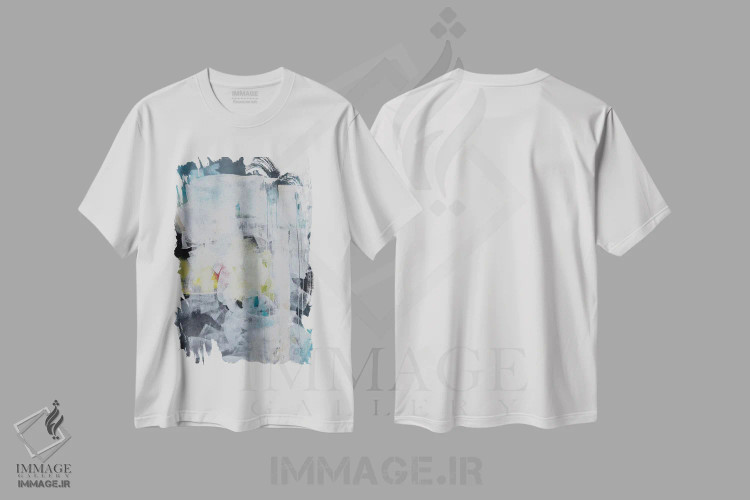 تیشرت سفید طرح دار – تیشرت مینیمال ,مرز آبی اثر میشل تراگاکیس immage.ir