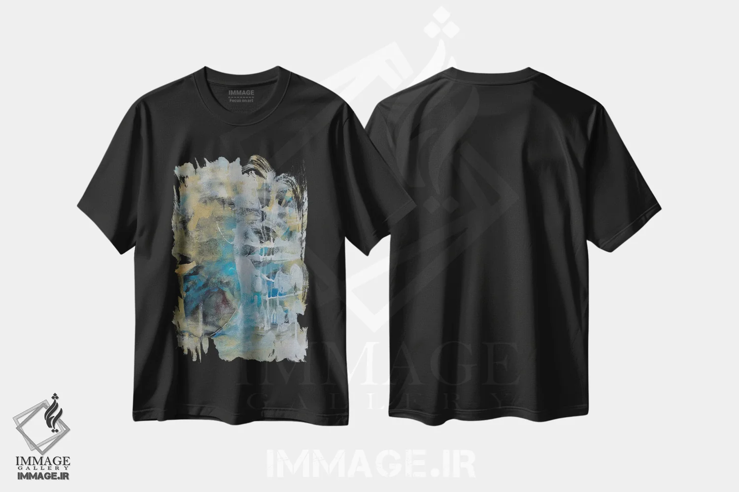 تیشرت مشکی طرح دار – تیشرت انتزاعی ,زمانی که گرد و غبار فرو می نشیند اثر میشل تراگاکیس immage.ir