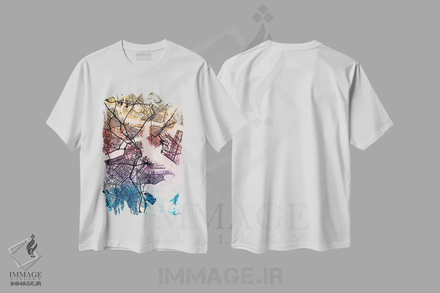تیشرت سفید طرح دار – تیشرت نقشه شهری ,Massachusetts, USA,بوستون، ماساچوست اثر مایکل تامپست فروشگاه ایماژ