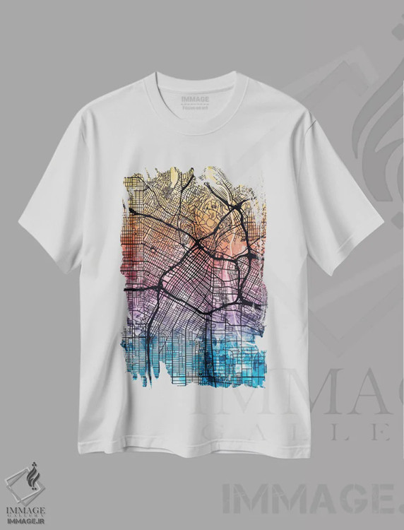 تیشرت سفید طرح دار – تیشرت شهری ,California, USA,لس آنجلس، کالیفرنیا، ایالات متحده آمریکا اثر مایکل تامپست immage.ir