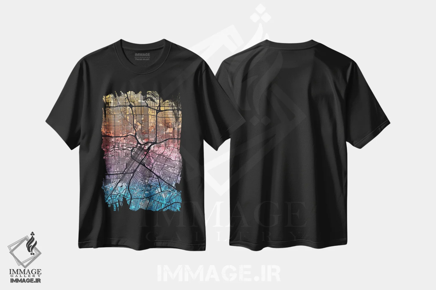 تیشرت مشکی طرح دار – تیشرت نقشه ,Texas, USA,هیوستون، تگزاس، ایالات متحده آمریکا اثر مایکل تامپست immage.ir