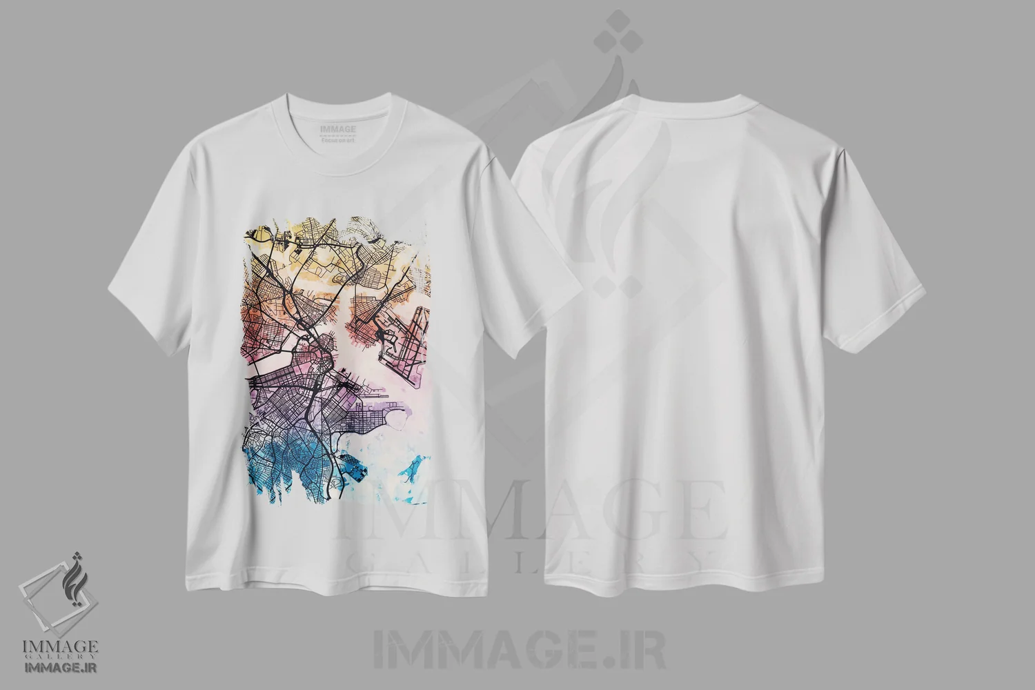 تیشرت سفید طرح دار – تیشرت نقشه شهری ,Massachusetts, USA,بوستون، ماساچوست اثر مایکل تامپست فروشگاه ایماژ