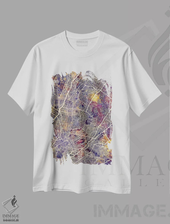 تیشرت سفید طرح دار – تیشرت نقشه شهری ,نقشه شهری آتن، یونان اثر مایکل تامپست immage.ir