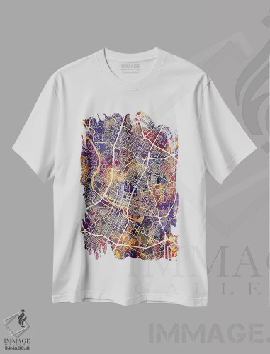 تیشرت سفید طرح دار – تیشرت خیابانی ,نقشه شهری آستین، تگزاس اثر مایکل تامپست فروشگاه ایماژ
