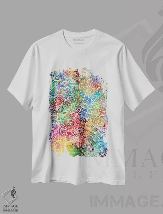 تیشرت سفید طرح دار – تیشرت هنری ,نقشه شهری برلین، آلمان اثر مایکل تامپست فروشگاه ایماژ