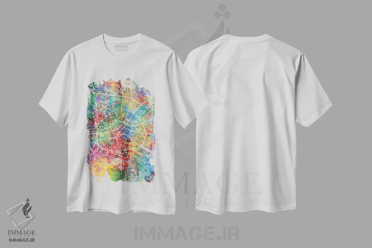 تیشرت سفید طرح دار – تیشرت هنری ,نقشه شهری برلین، آلمان اثر مایکل تامپست فروشگاه ایماژ