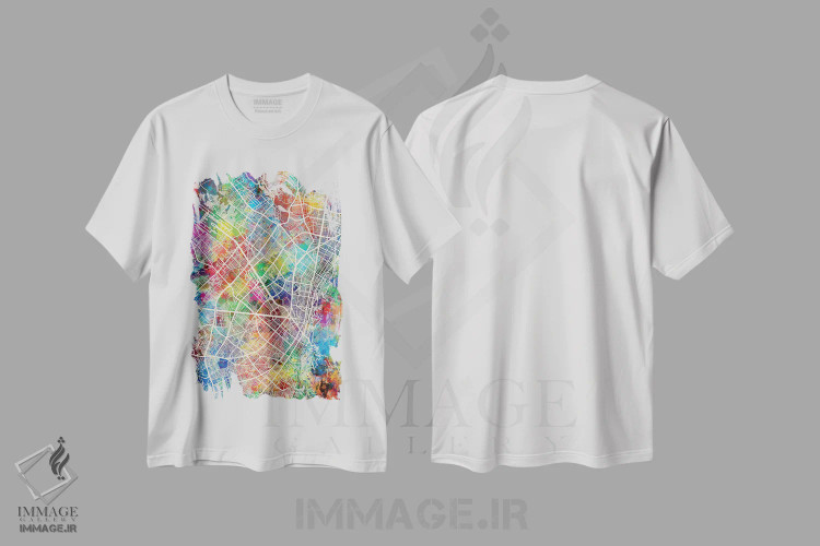 تیشرت سفید طرح دار – تیشرت نقشه شهری ,نقشه شهری بوگوتا، کلمبیا اثر مایکل تامپست فروشگاه ایماژ