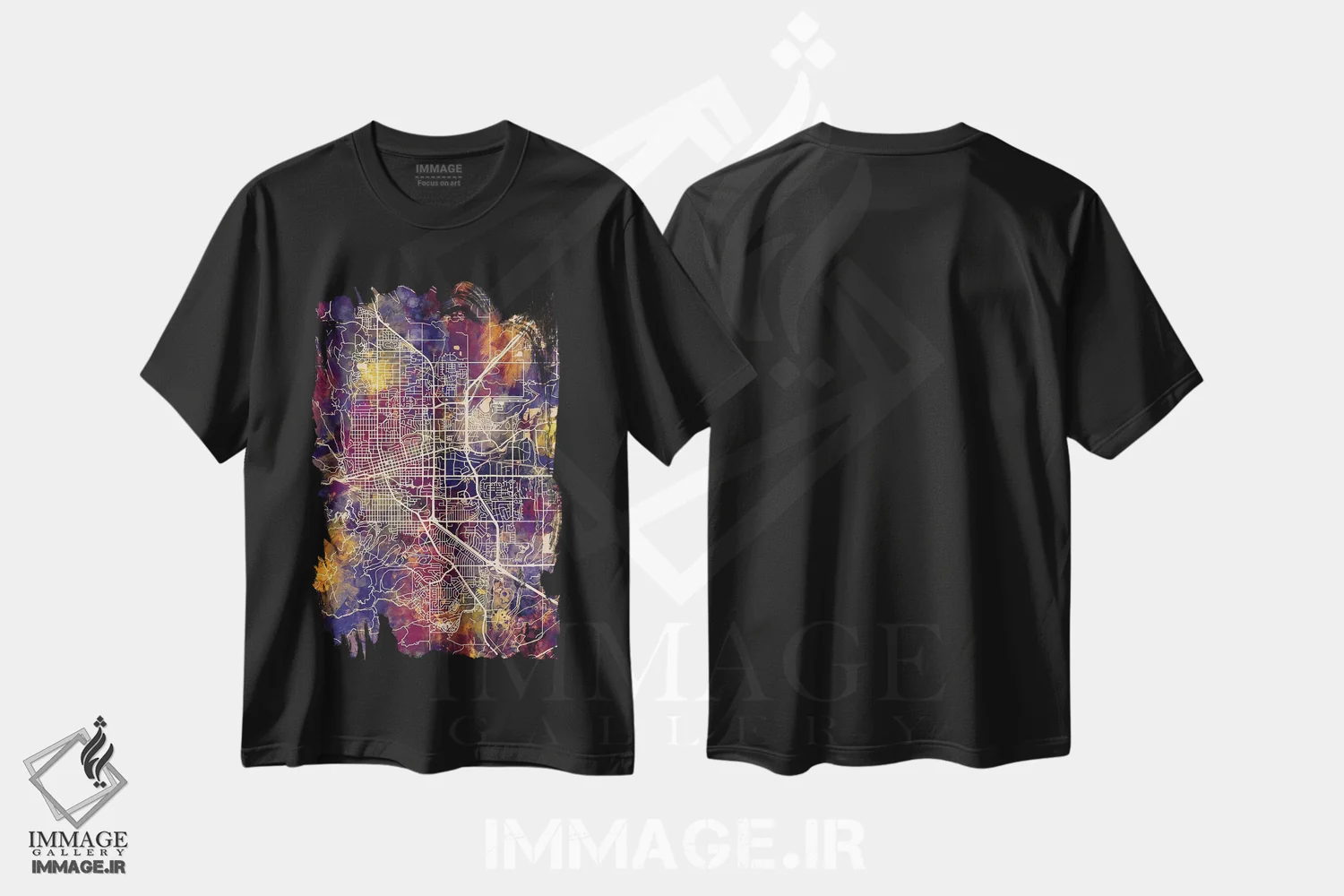 تیشرت مشکی طرح دار – تیشرت انتزاعی ,نقشه شهری بولدر، کلرادو اثر مایکل تامپست فروشگاه ایماژ