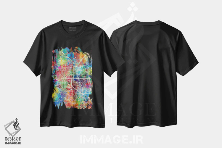 تیشرت مشکی طرح دار – تیشرت گرافیکی ,نقشه شهری بولدر، کلرادو اثر مایکل تامپست immage.ir