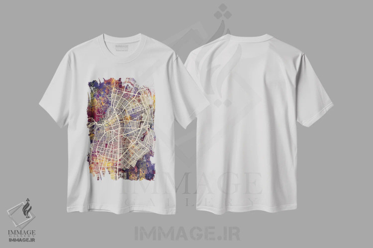 تیشرت سفید طرح دار – تیشرت گرافیکی ,نقشه شهری کالی، کلمبیا اثر مایکل تامپست immage.ir