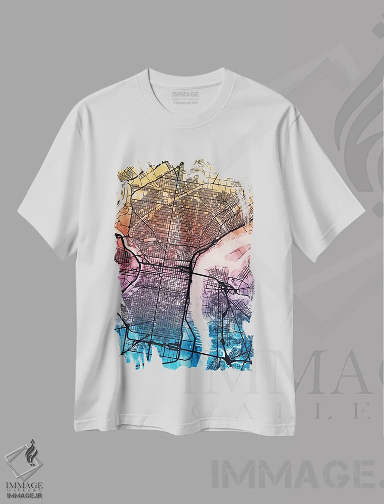 تیشرت سفید طرح دار – تیشرت انتزاعی ,Pennsylvania, USA,فیلادلفیا، پنسیلوانیا، ایالات متحده آمریکا اثر مایکل تامپست immage.ir