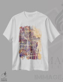تیشرت سفید طرح دار – تیشرت گرافیکی ,نقشه خیابانی شیکاگو اثر مایکل تامپست فروشگاه ایماژ