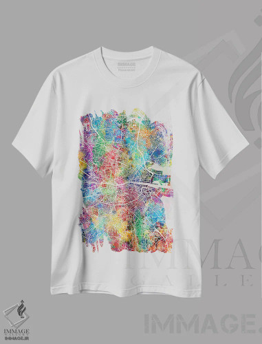 تیشرت سفید طرح دار – تیشرت اروپا ,نقشه شهری دوبلین، ایرلند اثر مایکل تامپست فروشگاه ایماژ